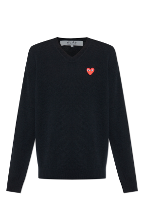 Navy blue V-neck sweater Comme des Garçons Play - Vitkac Canada